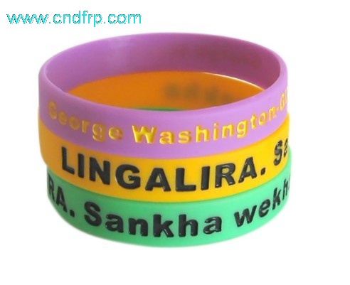 Debossed and color filled silicone wristband