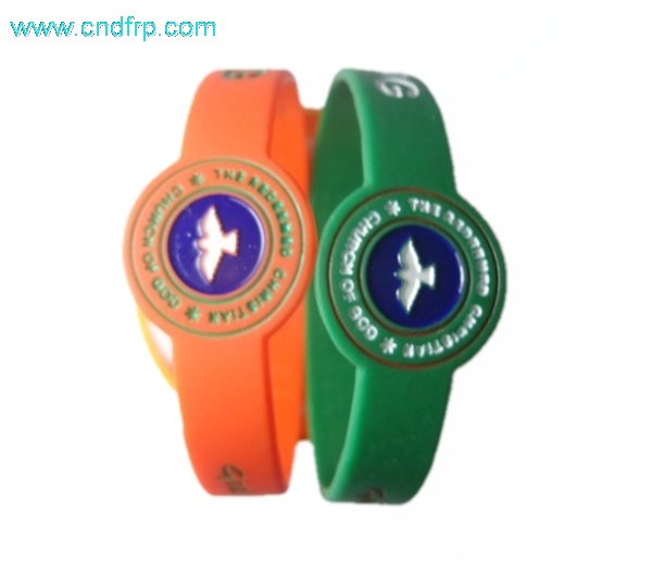 Color injected debossed silicone wristband